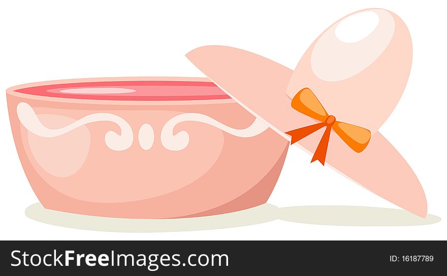 Illustration of isolated cosmetic powder compact on white