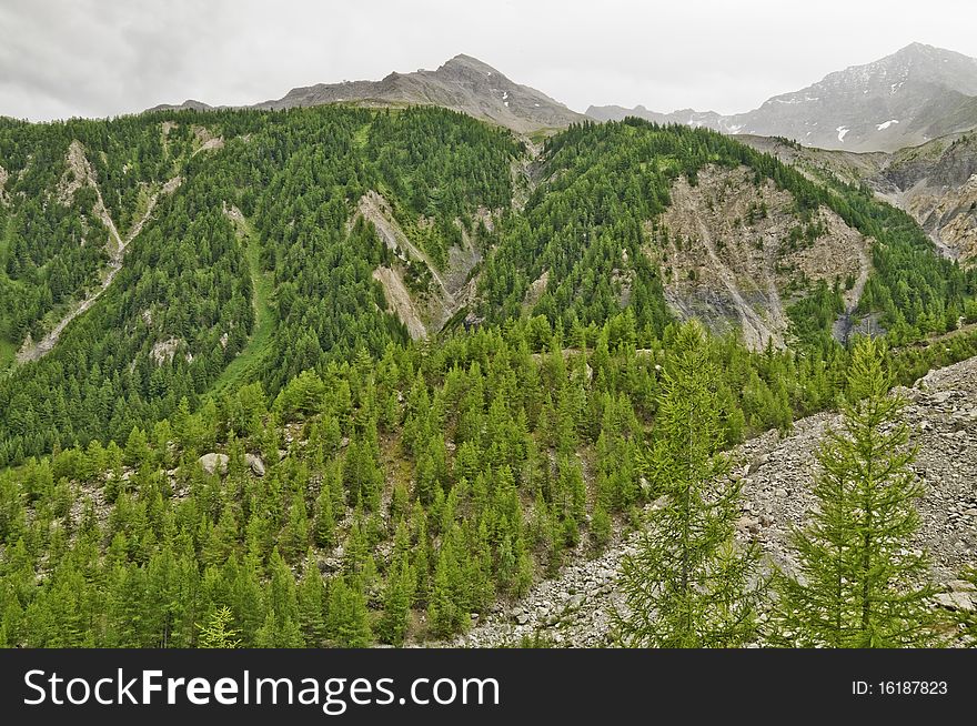 Near Mont Blanc, seen near Courmayeur, Italy. Near Mont Blanc, seen near Courmayeur, Italy