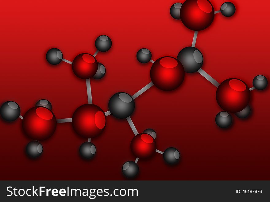 Digital illustration of molecules in abstract background. Digital illustration of molecules in abstract background