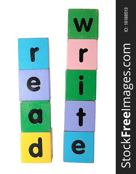 Read and write in text on toy blocks