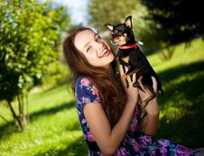 Girl With A Dog Stock Photo Girl With A Dog Stock Photo
