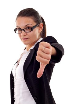 Woman Gesturing Thumbs Down Stock Photos Woman Gesturing Thumbs Down Stock Photos