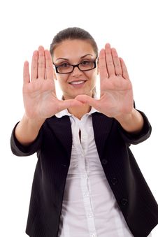 Woman Showing Framing Hand Royalty Free Stock Image Woman Showing Framing Hand Royalty Free Stock Image