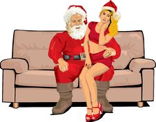 Santa Claus And Sexy Santa Helper Royalty Free Stock Image Santa Claus And Sexy Santa Helper Royalty Free Stock Image