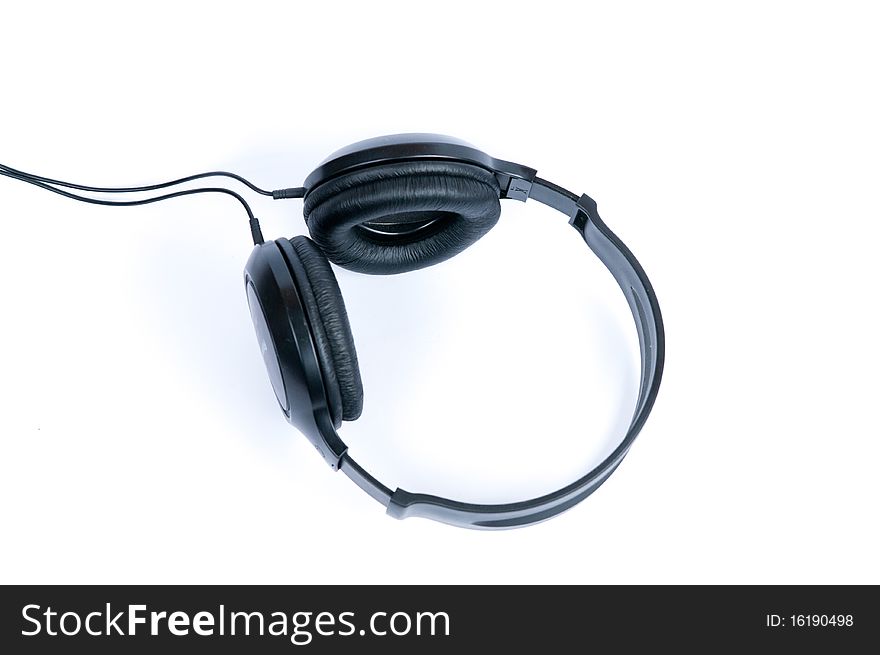 Black large headsets on a white background