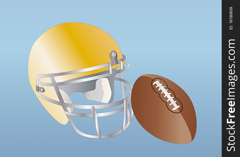 Football and helmet on light background. Football and helmet on light background