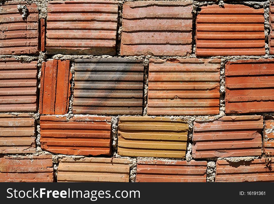Part of unusual brick wall texture