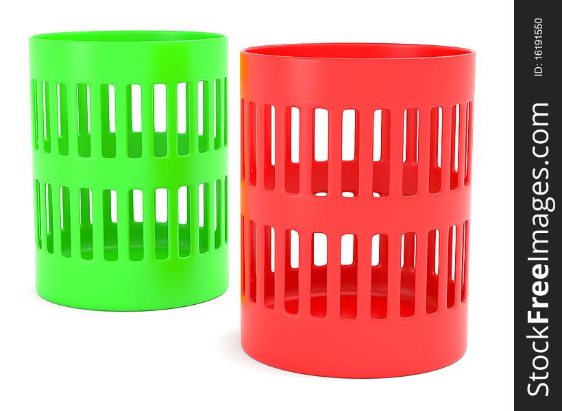 Red And Green Trash Cans