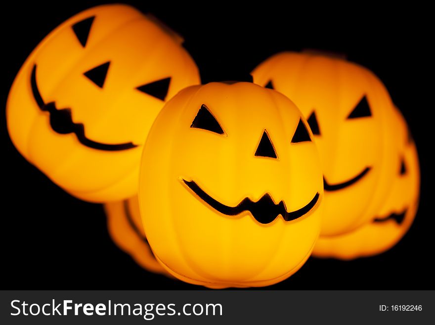 Halloween Pumpkins Decoration in Close Up.