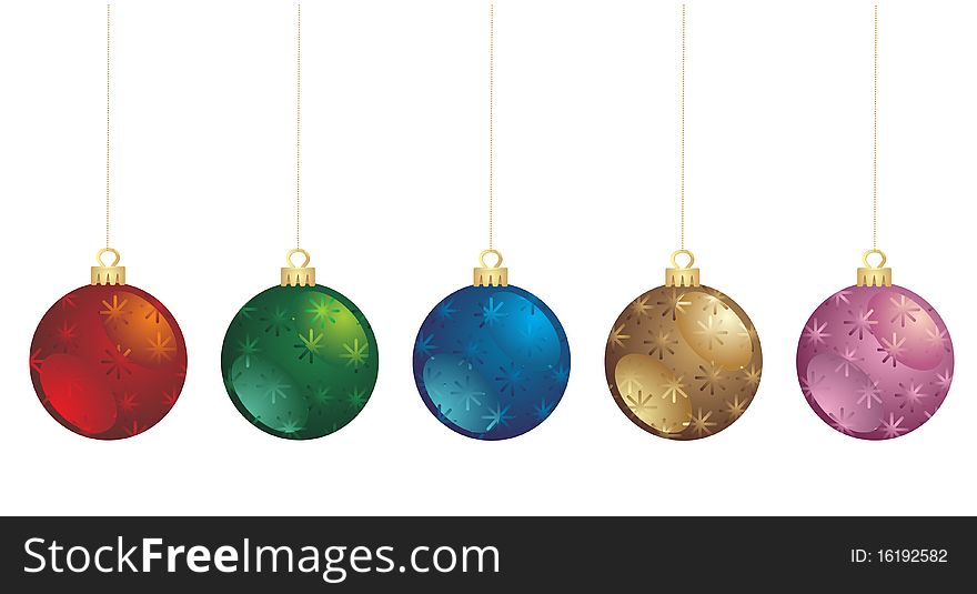 Color christmas bauble on white background