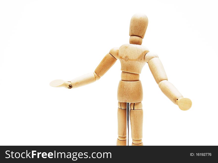 Wooden mannequin human model scale isolated
