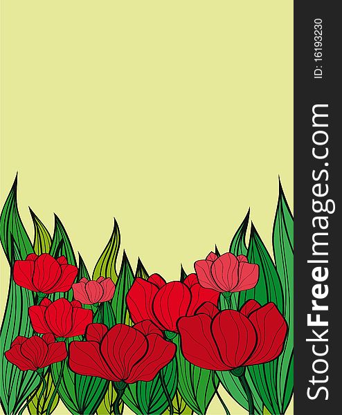 Poppies background. Illustration for design.