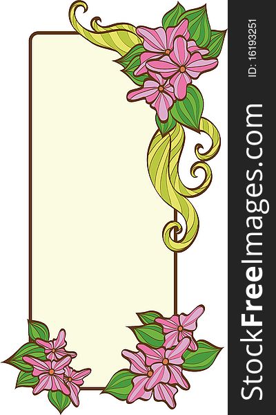 Frame with flowers. No gradient