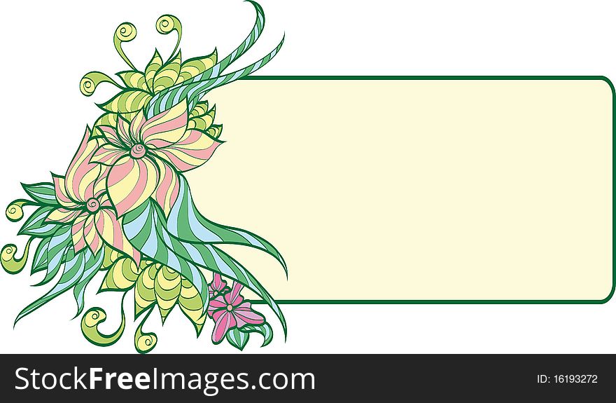 Illustration floral frame. No gradient