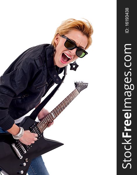 Girl With Sunglasses Playing Guitar