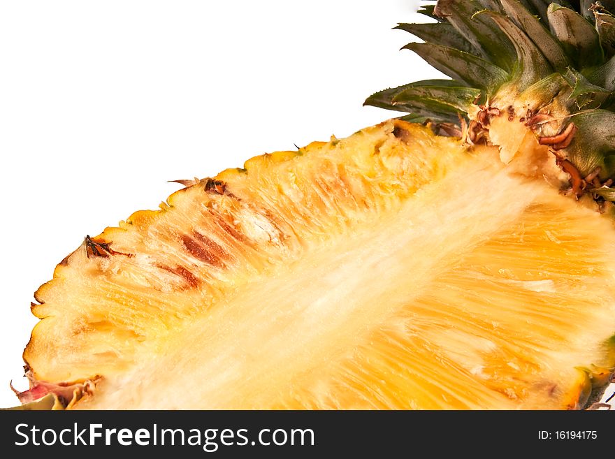 Cut Pineapple isolated on white background