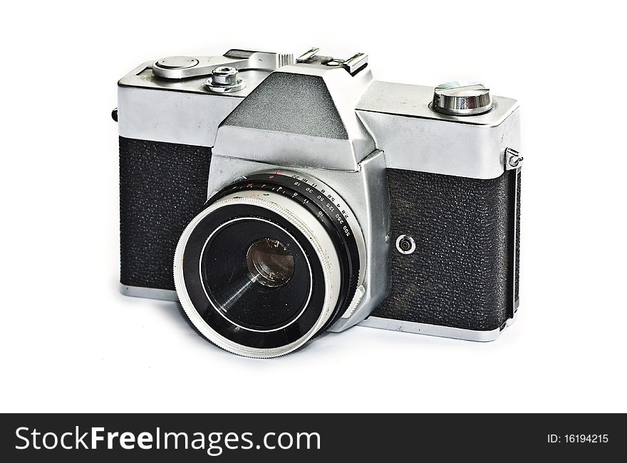 Vintage camera on white background