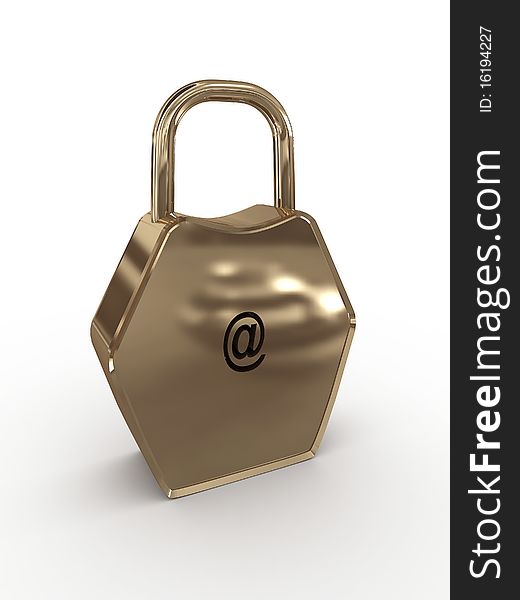 Padlock with symbol at isolated on white background