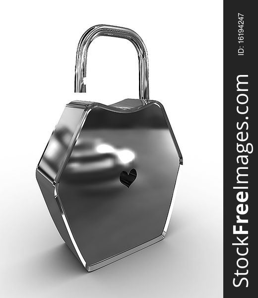 Padlock with a hole in the form of heart