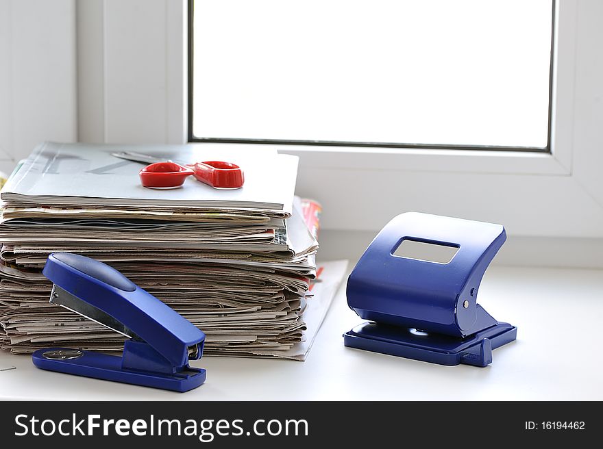 Office working place with stationery