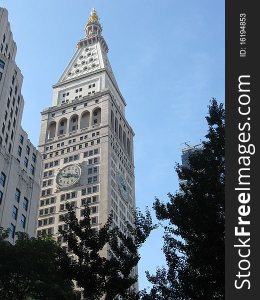 Tall clock tower building in New York City. Tall clock tower building in New York City.