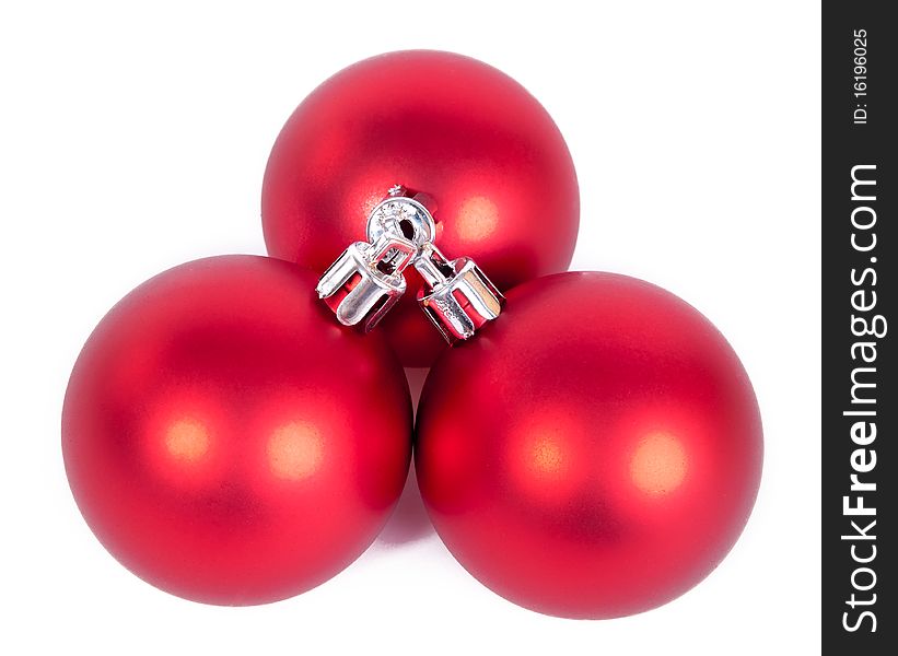 Three red christmas balls