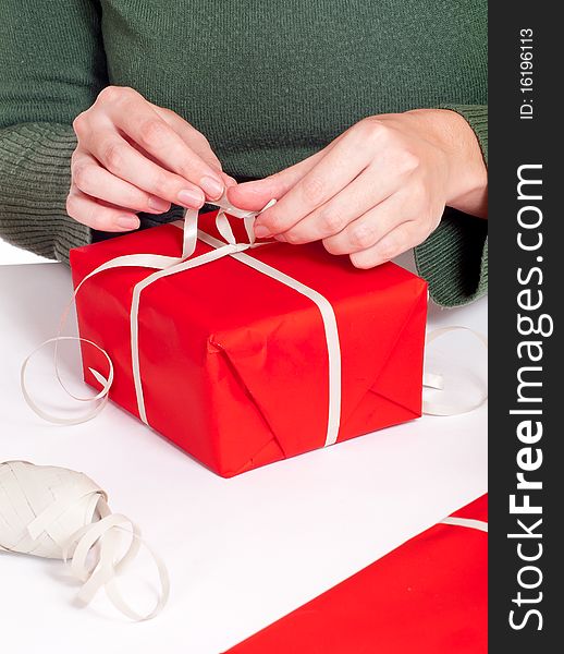 Women Wrapping Gitf Box
