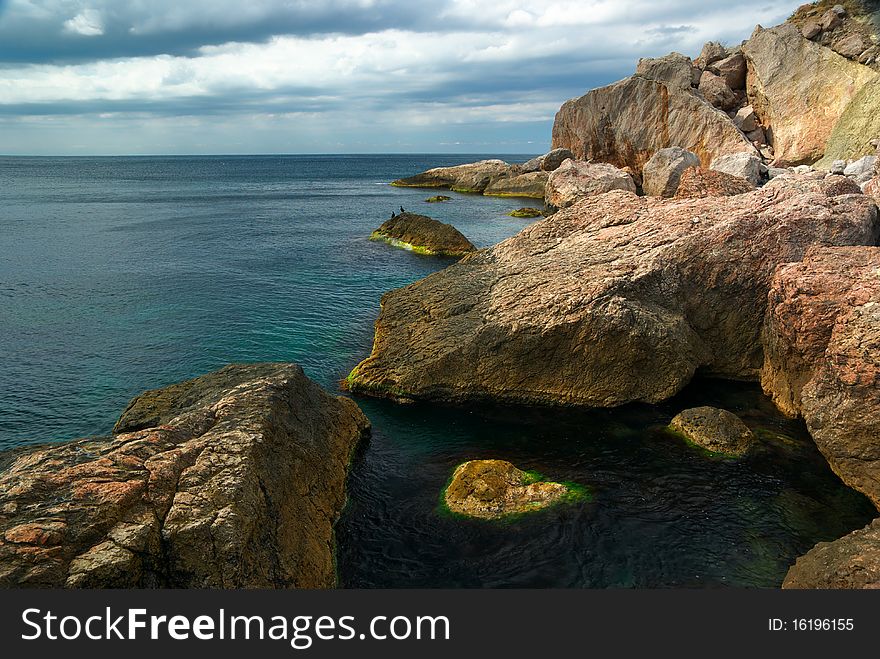 Rocks and sea. Composition of nature.