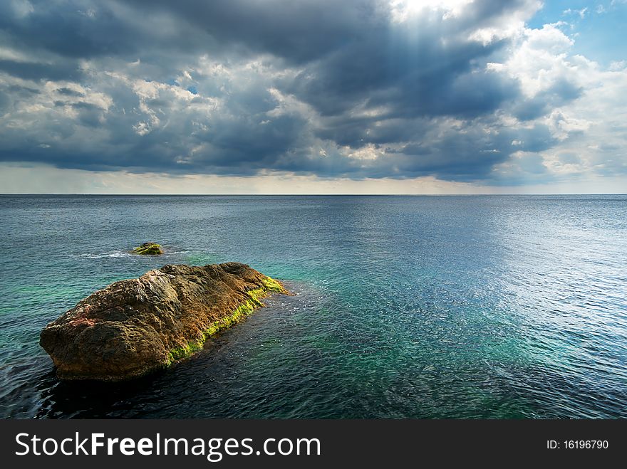 Heavy clouds on sea. Nature composition. Heavy clouds on sea. Nature composition.