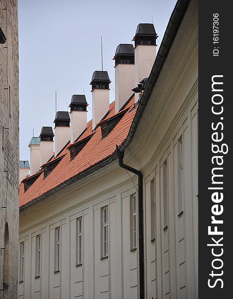 Prague Castle, Hradcany, row chimneys