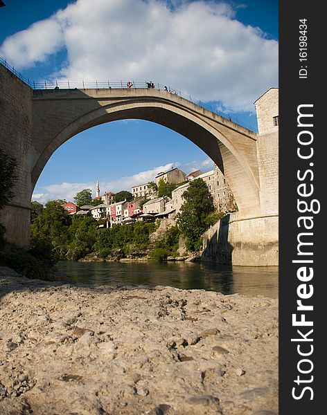 Old bridge Stari most in town Mostar Bosnia and Herzegovina