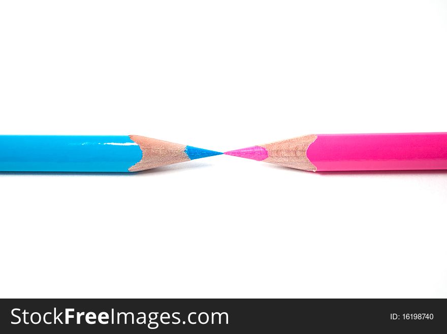 Two pencils isolated on white