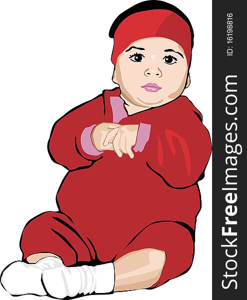 Cartoon of a sitting cute baby. Cartoon of a sitting cute baby