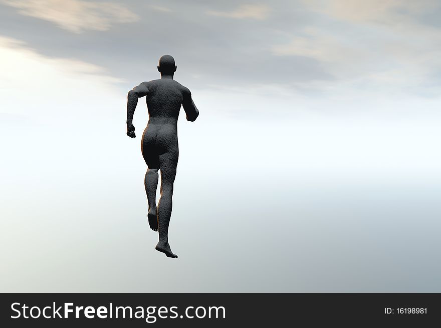 Man ascending into the clouds of heaven concept render. Man ascending into the clouds of heaven concept render