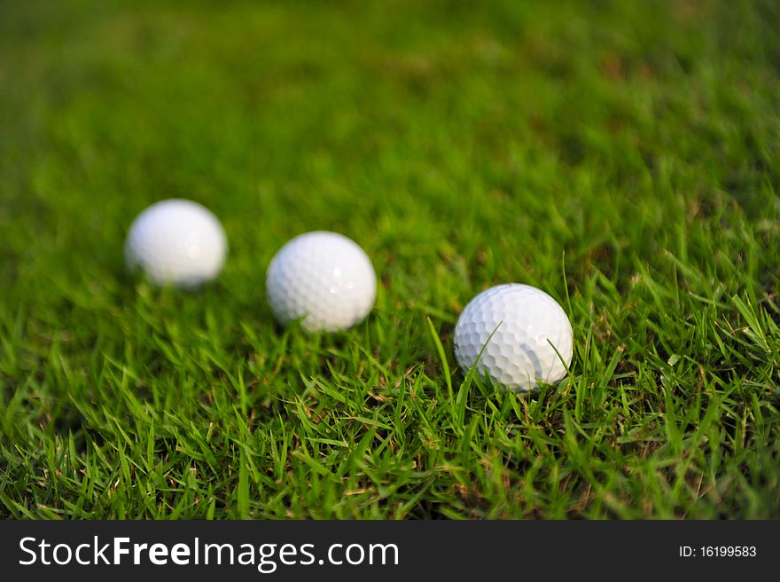 3 Golf balls on green grass