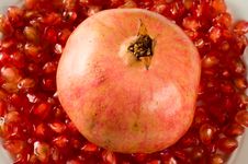 Pomegranate On Grains Royalty Free Stock Photos Pomegranate On Grains Royalty Free Stock Photos