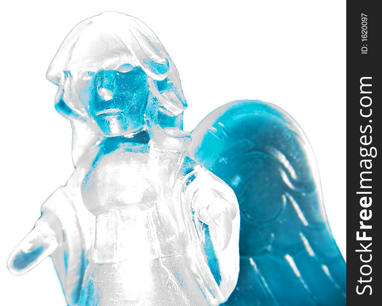 Isolation of an ice angel over a white background. Isolation of an ice angel over a white background