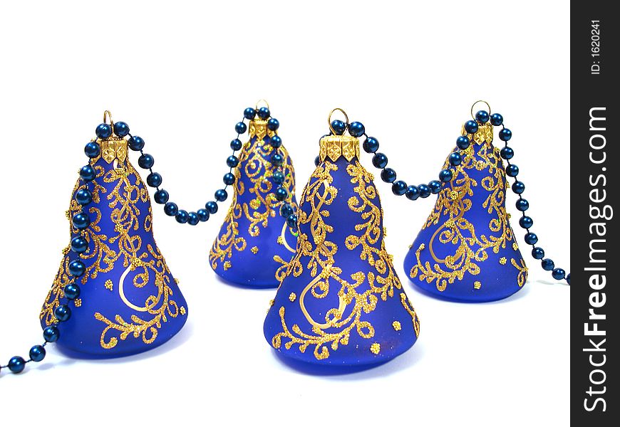 Blue Christmas decoration over white background