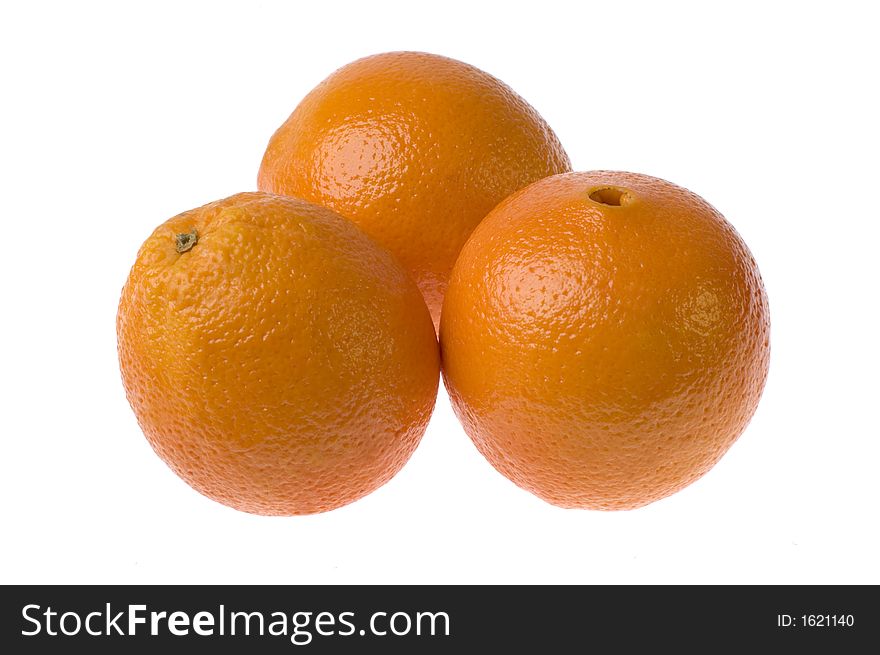 Group of oranges on white background