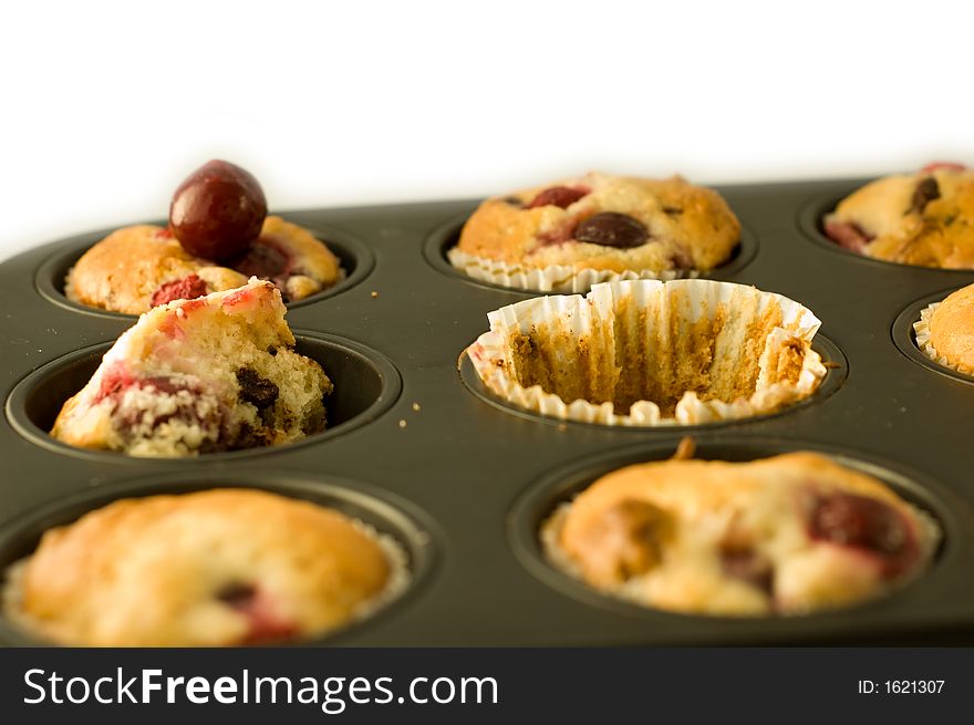 Strawberry muffin just out of the oven