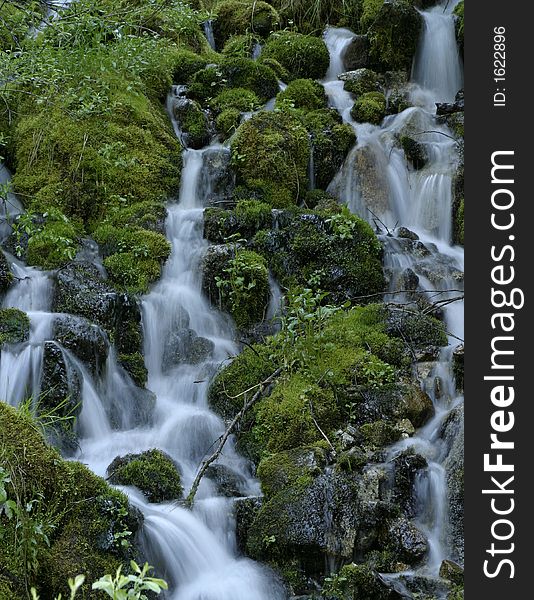 Waterfall with moss washington state. Waterfall with moss washington state