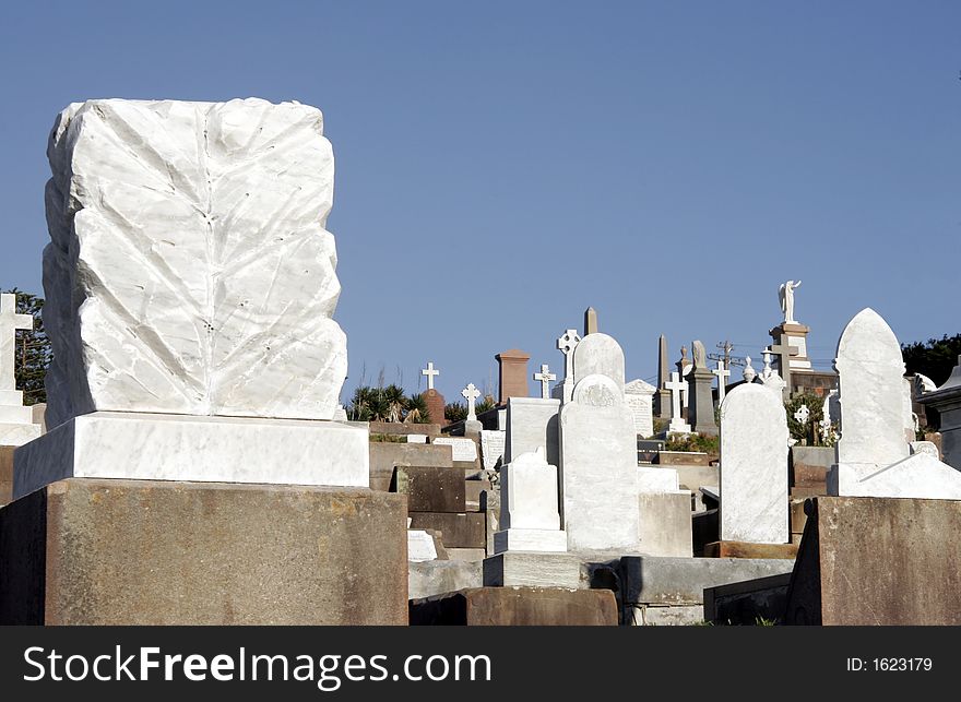 Old Large Cemetery With Many Graves and Gravestones During Daylight In Sydney Australia