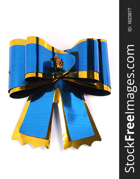 The blue isolated celebratory bow for a gift