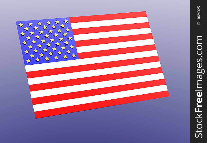 American flag isolated on blue background. 3D. American flag isolated on blue background. 3D