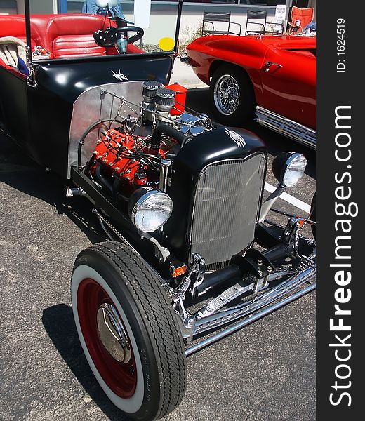 Black old Hotrod ford and engine. Black old Hotrod ford and engine