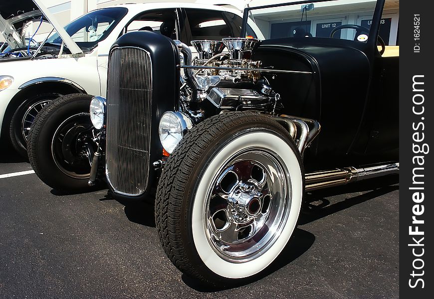 Black Hotrod at a Car Show