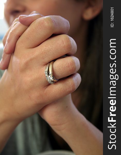 Engaged girl with diamond ring