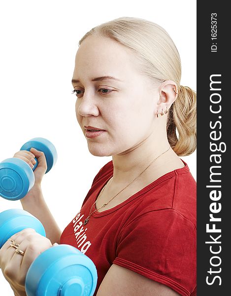 Young woman doing exercise on the gym. Young woman doing exercise on the gym