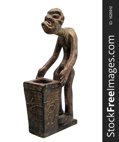 Antique carved male wood figure