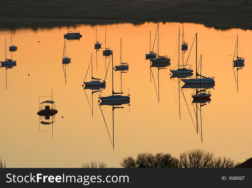 Yachts At Sunset